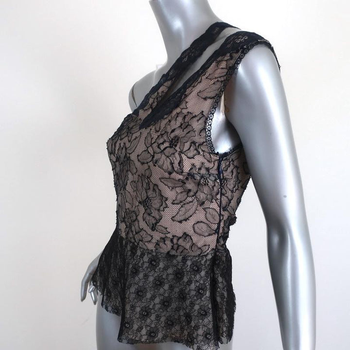 Stella McCartney One-Shoulder Peplum Top Emma Navy &amp; Black Lace Size 36 available at CelebrityOwned.com img_2