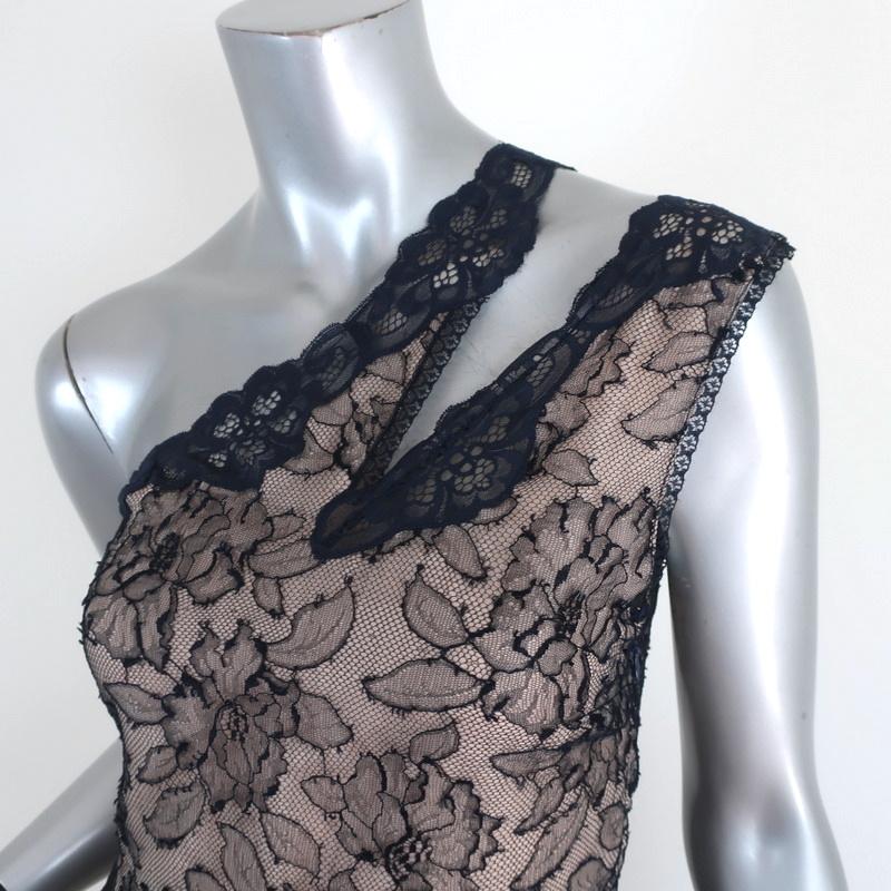 Stella McCartney One-Shoulder Peplum Top Emma Navy &amp; Black Lace Size 36 available at CelebrityOwned.com img_3