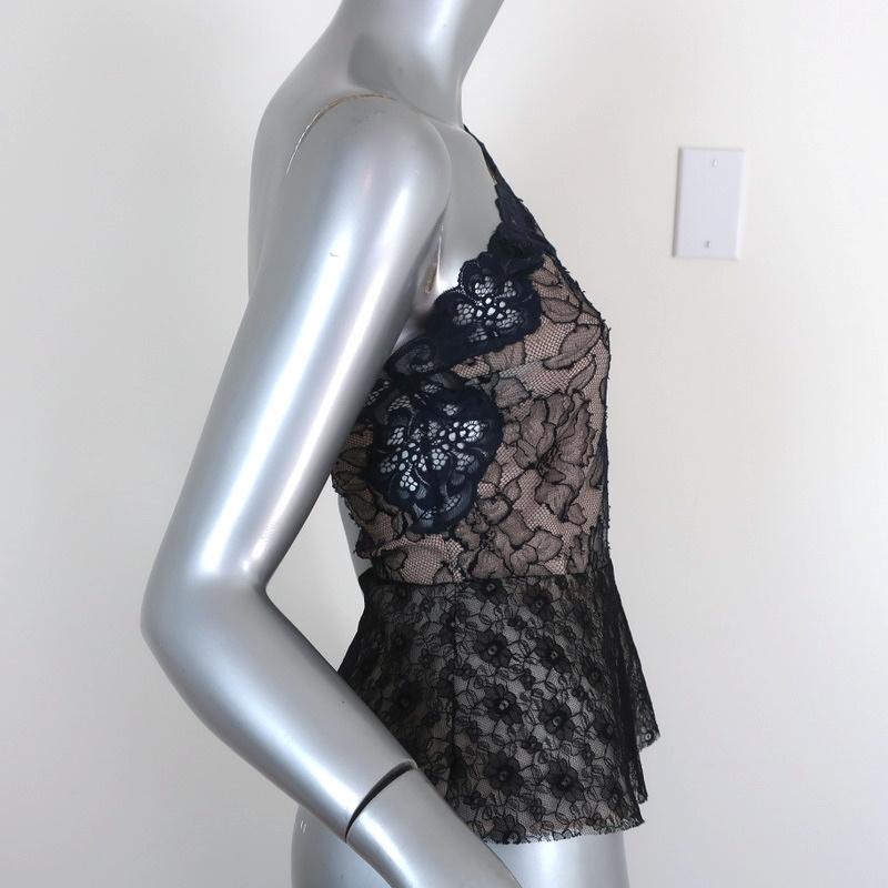 Stella McCartney One-Shoulder Peplum Top Emma Navy &amp; Black Lace Size 36 available at CelebrityOwned.com img_4