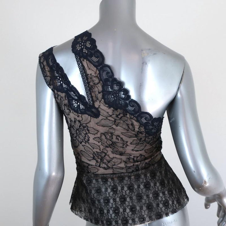 Stella McCartney One-Shoulder Peplum Top Emma Navy &amp; Black Lace Size 36 available at CelebrityOwned.com img_5