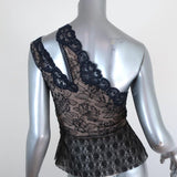 Stella McCartney One-Shoulder Peplum Top Emma Navy & Black Lace Size 36 available at CelebrityOwned.com img_5
