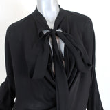 Stella McCartney Tie-Neck Tunic Black Draped Silk Size 42 Long Sleeve Blouse available at CelebrityOwned.com img_2