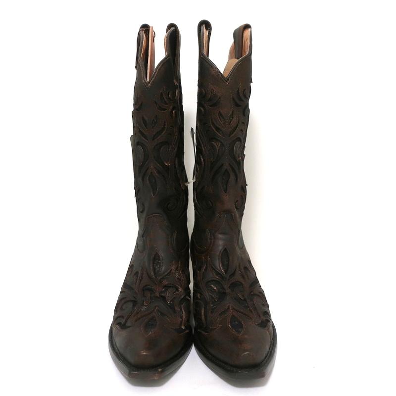 Stetson Cowboy Boots Brown Cutout Leather &amp; Lace Size 7 NEW available at CelebrityOwned.com img_4