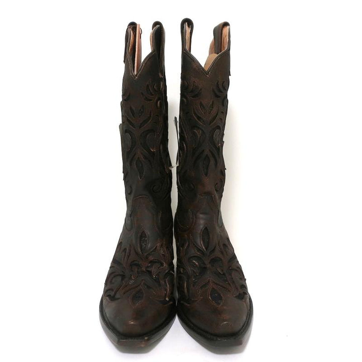 Stetson Cowboy Boots Brown Cutout Leather &amp; Lace Size 7 NEW available at CelebrityOwned.com img_4
