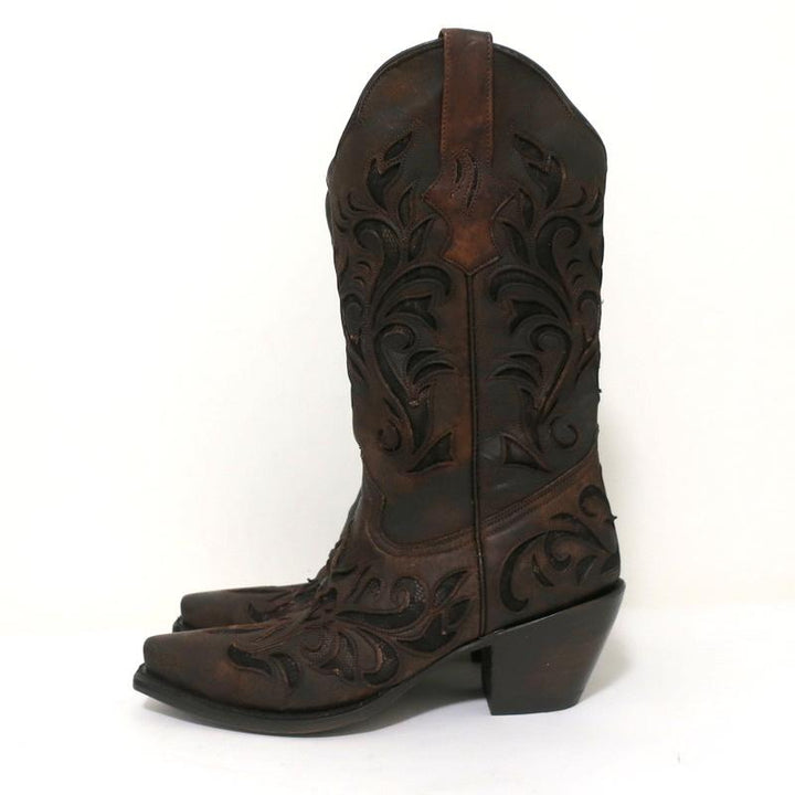 Stetson Cowboy Boots Brown Cutout Leather &amp; Lace Size 7 NEW available at CelebrityOwned.com img_6