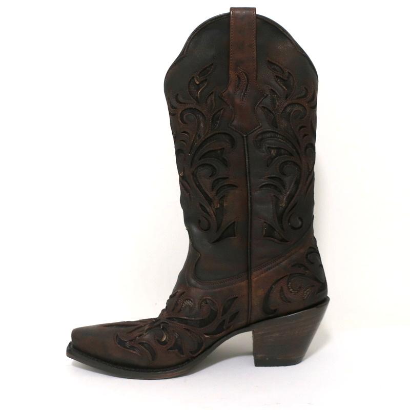 Stetson Cowboy Boots Brown Cutout Leather &amp; Lace Size 7 NEW available at CelebrityOwned.com img_7