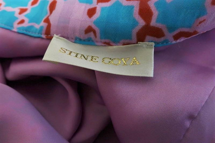 Stine Goya Skirt Marigold Blue/Pink Checkered Poly Size Small Asymmetrical Midi available at CelebrityOwned.com img_4