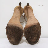 Stuart Weitzman Nudist Sandals Beige Textured Suede Size 8.5 Ankle Strap Heel available at CelebrityOwned.com img_11