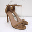 Stuart Weitzman Nudist Sandals Beige Textured Suede Size 8.5 Ankle Strap Heel