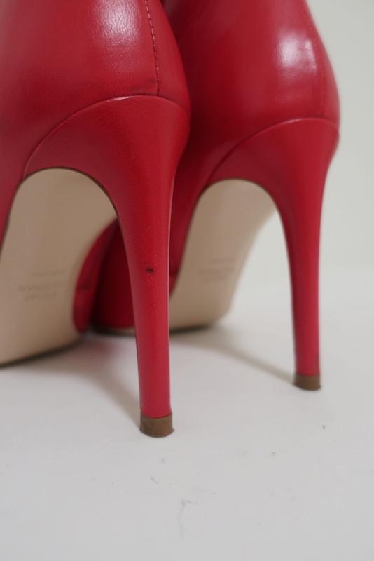 Stuart Weitzman Pureaok Ankle Boots Red Leather Size 6.5 Pointed Toe Booties available at CelebrityOwned.com img_10