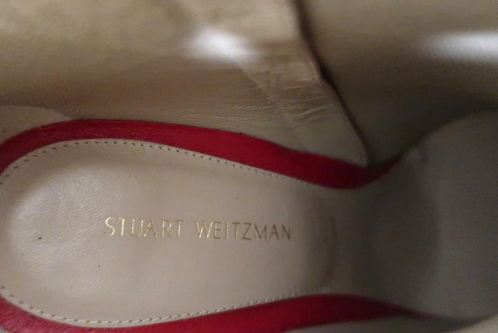 Stuart Weitzman Pureaok Ankle Boots Red Leather Size 6.5 Pointed Toe Booties available at CelebrityOwned.com img_11