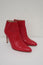 Stuart Weitzman Pureaok Ankle Boots Red Leather Size 6.5 Pointed Toe Booties