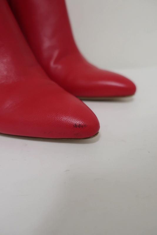 Stuart Weitzman Pureaok Ankle Boots Red Leather Size 6.5 Pointed Toe Booties available at CelebrityOwned.com img_2