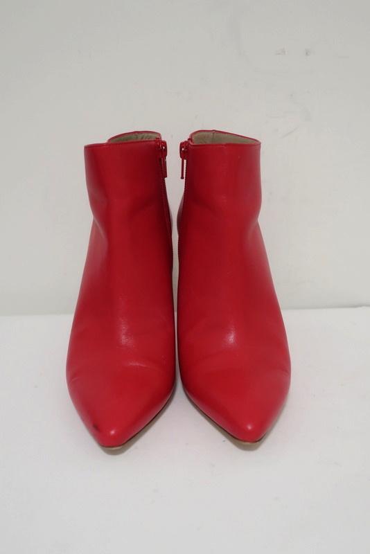 Stuart Weitzman Pureaok Ankle Boots Red Leather Size 6.5 Pointed Toe Booties available at CelebrityOwned.com img_4