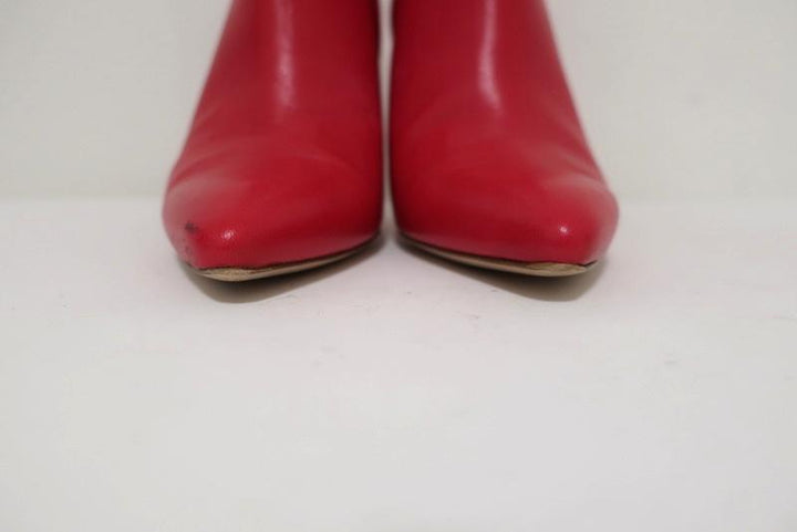 Stuart Weitzman Pureaok Ankle Boots Red Leather Size 6.5 Pointed Toe Booties available at CelebrityOwned.com img_5