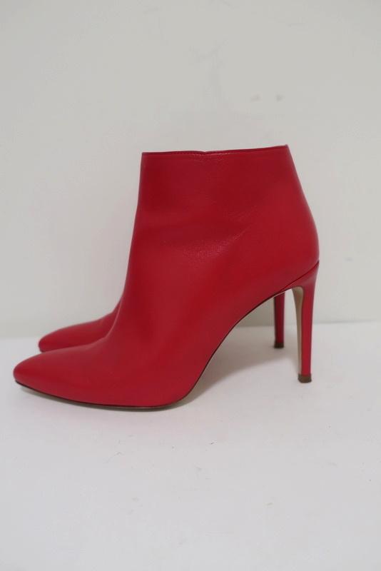 Stuart Weitzman Pureaok Ankle Boots Red Leather Size 6.5 Pointed Toe Booties available at CelebrityOwned.com img_6