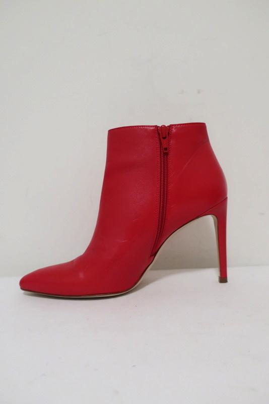 Stuart Weitzman Pureaok Ankle Boots Red Leather Size 6.5 Pointed Toe Booties available at CelebrityOwned.com img_7