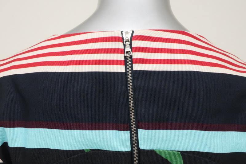 Suno Dress Black Floral &amp; Striped Print Twill Size 2 Short Sleeve Fit &amp; Flare available at CelebrityOwned.com img_6