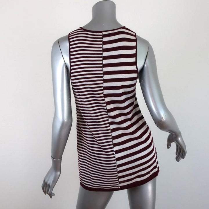 T by Alexander Wang Tank Top Burgundy/Cream Mixed-Stripe Knit Size Small available at CelebrityOwned.com img_5