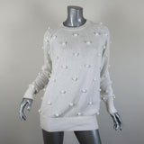 THE GREAT Pom Pom Sweater White Cotton Knit Size 0 Crewneck Pullover available at CelebrityOwned.com img_1