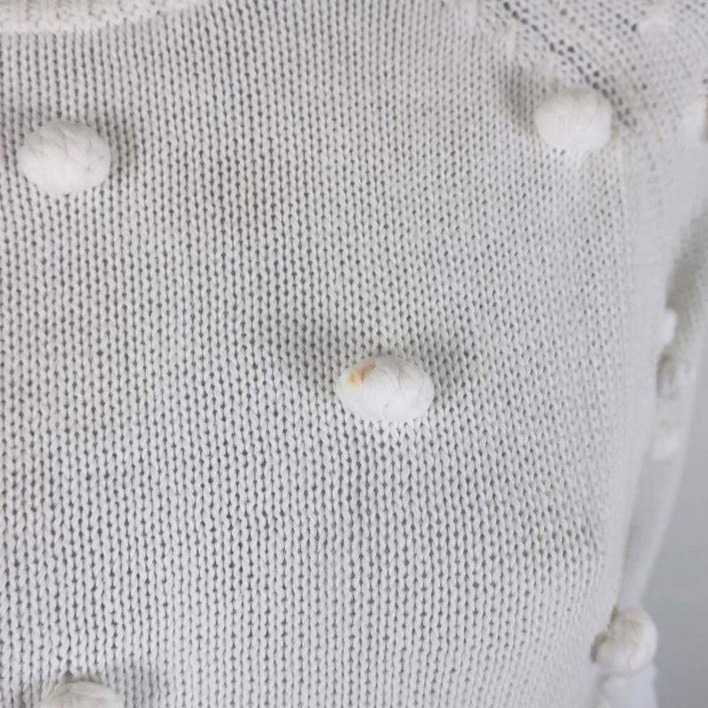 THE GREAT Pom Pom Sweater White Cotton Knit Size 0 Crewneck Pullover available at CelebrityOwned.com img_2
