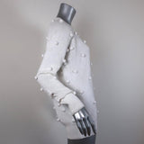 THE GREAT Pom Pom Sweater White Cotton Knit Size 0 Crewneck Pullover available at CelebrityOwned.com img_4