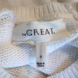 THE GREAT Pom Pom Sweater White Cotton Knit Size 0 Crewneck Pullover available at CelebrityOwned.com img_7