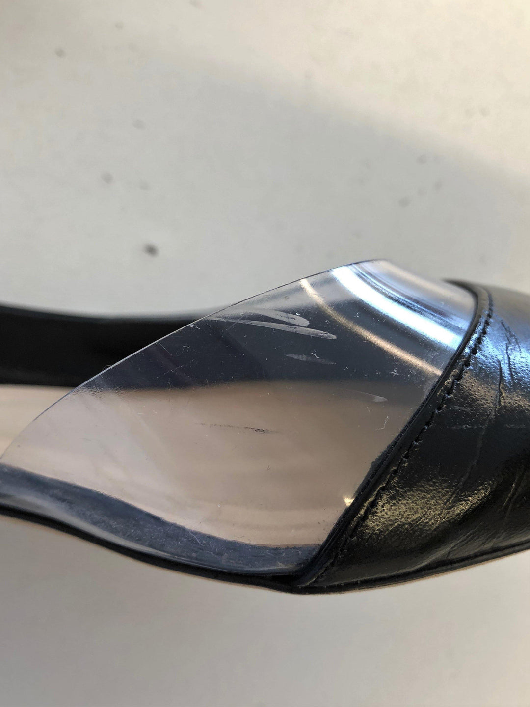 Tamara Mellon Darling Flat Black Leather &amp; PVC Size US 7.5 d&