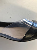 Tamara Mellon Darling Flat Black Leather & PVC Size US 7.5 d'Orsay Pointed Toe available at CelebrityOwned.com img_2