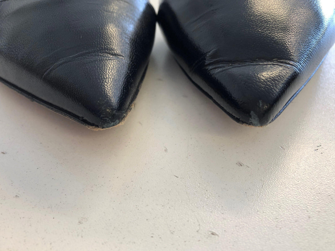 Tamara Mellon Darling Flat Black Leather &amp; PVC Size US 7.5 d&