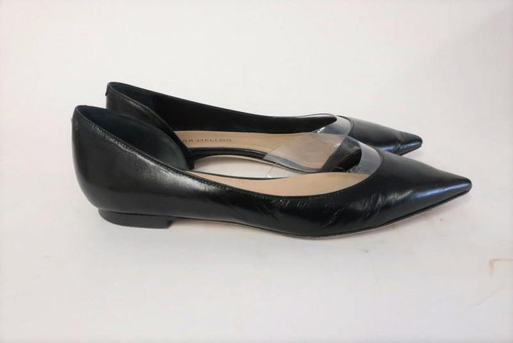 Tamara Mellon Darling Flat Black Leather &amp; PVC Size US 7.5 d&