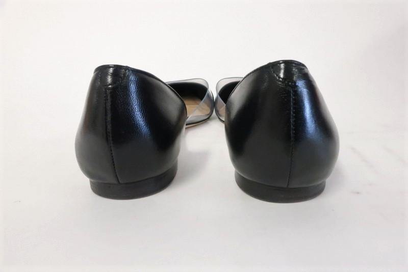 Tamara Mellon Darling Flat Black Leather &amp; PVC Size US 7.5 d&
