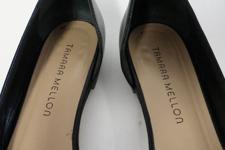 Tamara Mellon Darling Flat Black Leather &amp; PVC Size US 7.5 d&