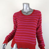 Thakoon Sweater Pink/Red Striped Wool-Cashmere Size Large Crewneck Pullover available at CelebrityOwned.com img_1