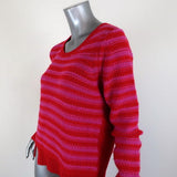 Thakoon Sweater Pink/Red Striped Wool-Cashmere Size Large Crewneck Pullover available at CelebrityOwned.com img_2