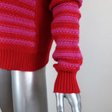 Thakoon Sweater Pink/Red Striped Wool-Cashmere Size Large Crewneck Pullover available at CelebrityOwned.com img_3
