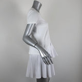 Thakoon T-Shirt Dress White Pleated Cotton Size Extra Small Short Sleeve Mini available at CelebrityOwned.com img_4