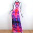 The Eternal Sleeveless Maxi Dress Leather-Trim Multicolor Printed Silk Size 2