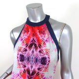 The Eternal Sleeveless Maxi Dress Leather-Trim Multicolor Printed Silk Size 2 available at CelebrityOwned.com img_2