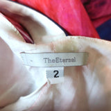 The Eternal Sleeveless Maxi Dress Leather-Trim Multicolor Printed Silk Size 2 available at CelebrityOwned.com img_6