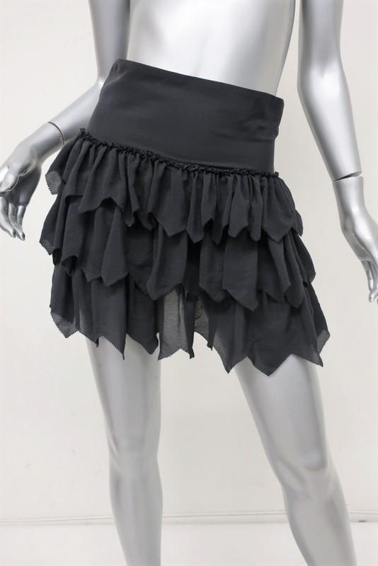 The Great Mini Skirt Charcoal Tiered Ruffled Silk Size 0 – Celebrity Owned