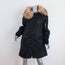 The Kooples Oversized Hooded Parka Black Size 2 Faux Fur-Trim Coat NEW