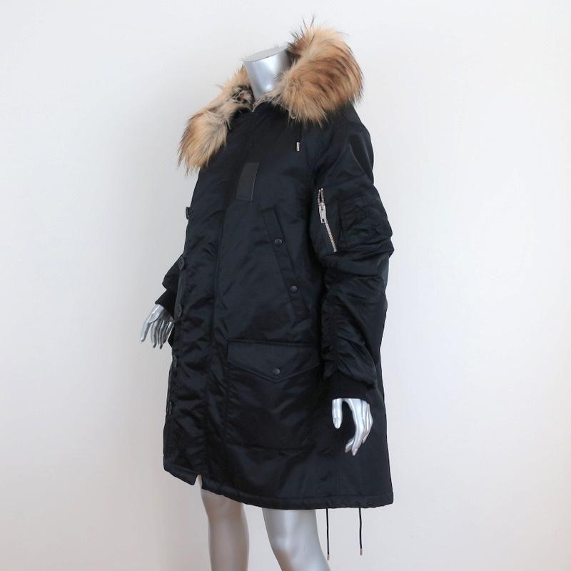 The Kooples Oversized Hooded Parka Black Size 2 Faux Fur-Trim Coat NEW available at CelebrityOwned.com img_3
