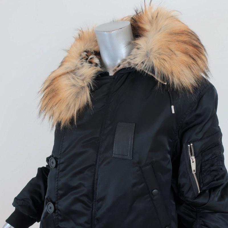 The Kooples Oversized Hooded Parka Black Size 2 Faux Fur-Trim Coat NEW available at CelebrityOwned.com img_4