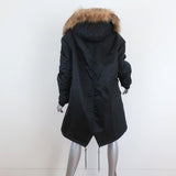 The Kooples Oversized Hooded Parka Black Size 2 Faux Fur-Trim Coat NEW available at CelebrityOwned.com img_6