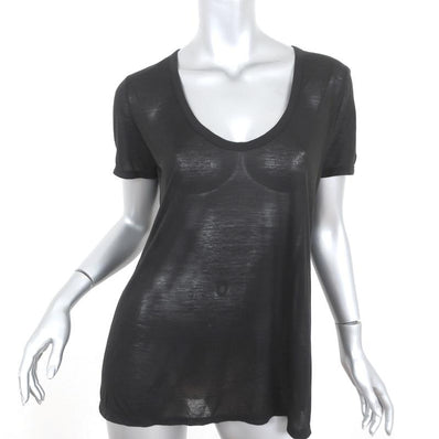 The Row Tee Black Sheer Jersey Size Medium Short Sleeve Scoop Neck Top available at CelebrityOwned.com img_1