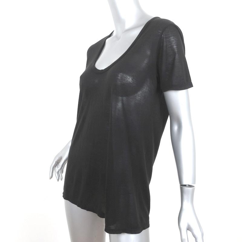 The Row Tee Black Sheer Jersey Size Medium Short Sleeve Scoop Neck Top available at CelebrityOwned.com img_3