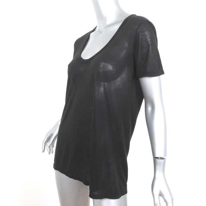 The Row Tee Black Sheer Jersey Size Medium Short Sleeve Scoop Neck Top available at CelebrityOwned.com img_3