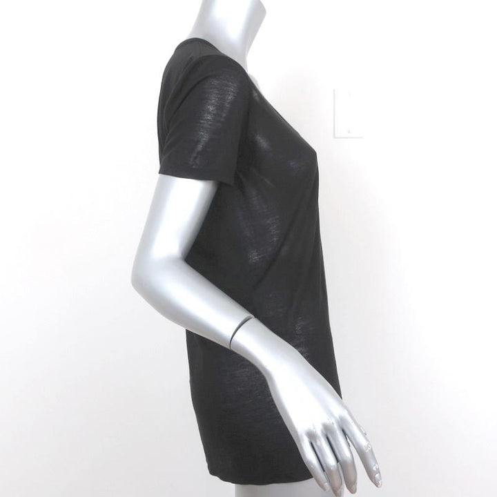 The Row Tee Black Sheer Jersey Size Medium Short Sleeve Scoop Neck Top available at CelebrityOwned.com img_4