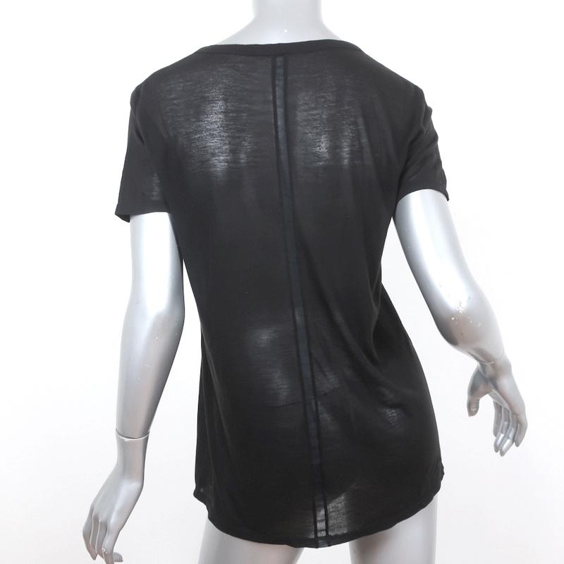 The Row Tee Black Sheer Jersey Size Medium Short Sleeve Scoop Neck Top available at CelebrityOwned.com img_5
